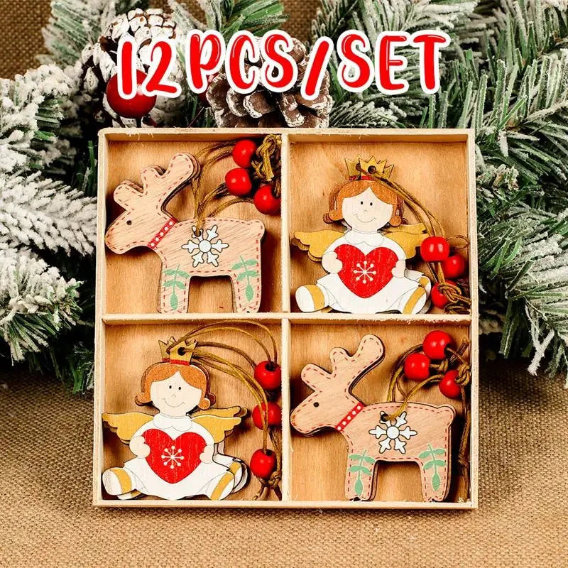 Christmas Wooden Pendant Merry Christmas Tree Decoration for Home 2025 Christmas Ornament Xmas Navidad Gifts Happy New Year 2026 Good Vibrations