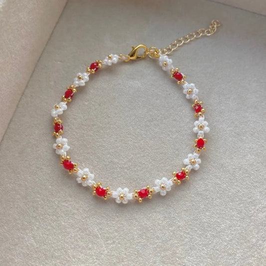 A beaded flower bracelet, a gift for her, Good Vibrations