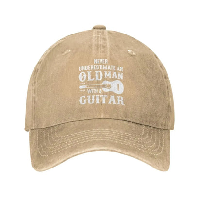 Funny Hat Never Underestimate an Old Man with A Guitar Hats Men Baseball Cap Cute Caps Good Vibrations