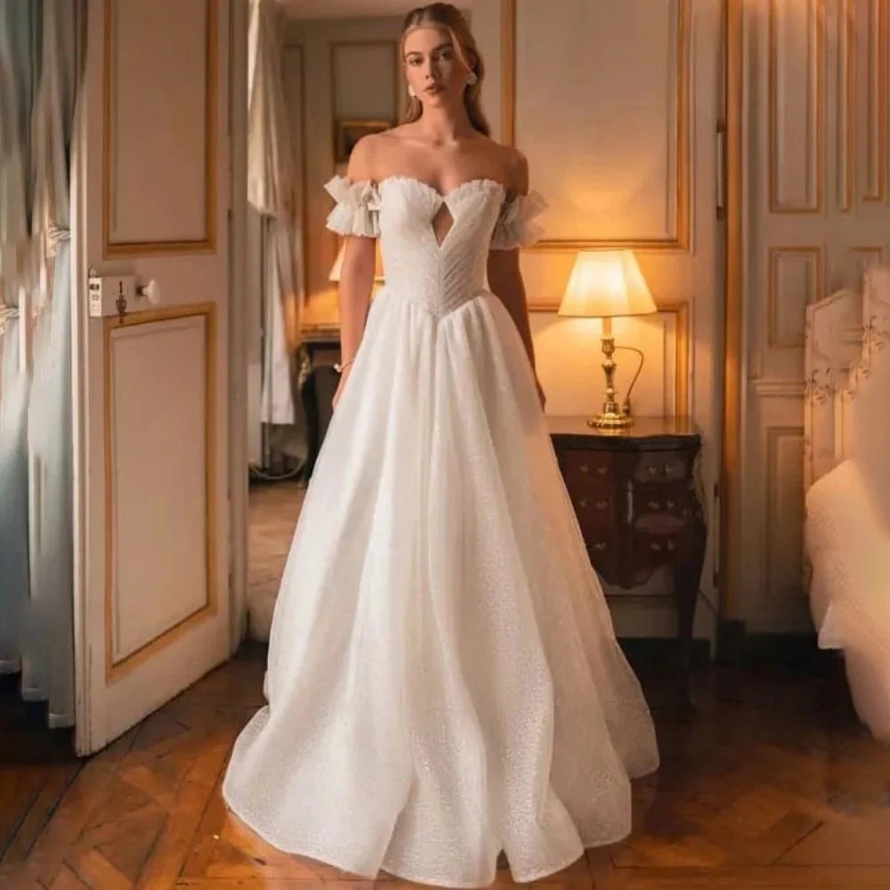 Enternity Fashionable Wedding Gown For Bride Off The Shoulder Court Train Sweetheart Bride Gown Vestido De Novia Customized Good Vibrations