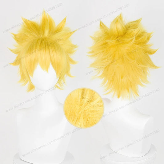 Anime Uzumaki Cosplay Wigs 30cm Short Golden Yellow Hair Heat Resistant Synthetic Wigs Good Vibrations