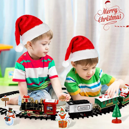 Christmas Tree Train Set - Electric Locomotive with Lights & Sounds for Toddlers, Complete Track & Carriages Holiday Decor Good Vibrations