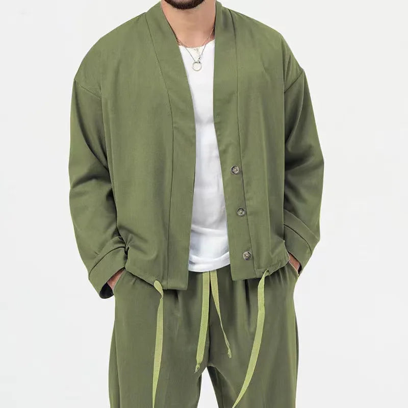 New Business Casual Sporty Men's Long-Sleeved Suit for Spring and Autumn. Men's Pure Color Loose Coat with Fashionable Jacket. Good Vibrations