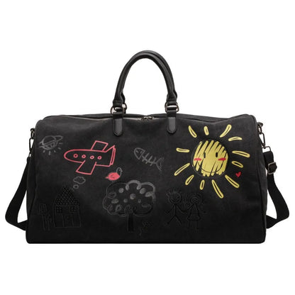 Large Capacity Travel Bag Women Duffle Carry on Luggage Bag Graffiti Personality Weekend Tote Bags For Gym Fitness Good Vibrations