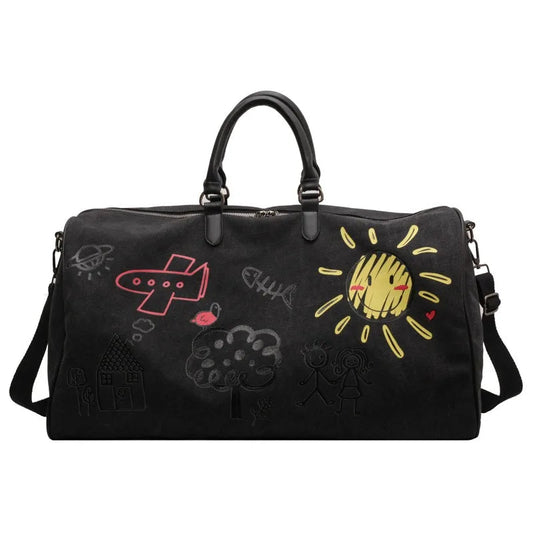 Large Capacity Travel Bag Women Duffle Carry on Luggage Bag Graffiti Personality Weekend Tote Bags For Gym Fitness Good Vibrations