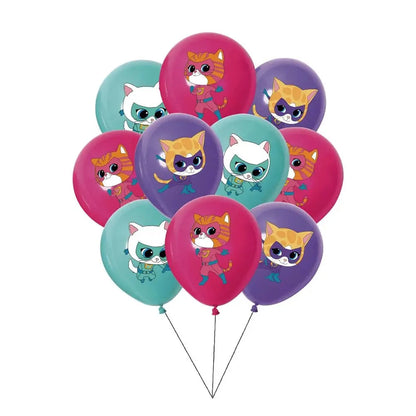 Cartoon Superkitties Birthday Party Decorations Balloons Disposable Tableware Set Paper Plates Banner for Baby Shower Kids Gifts Good Vibrations