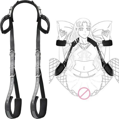 Sex bed restraint BDSM bondage system with nylon handcuffs and ankle cuffs for couples games.