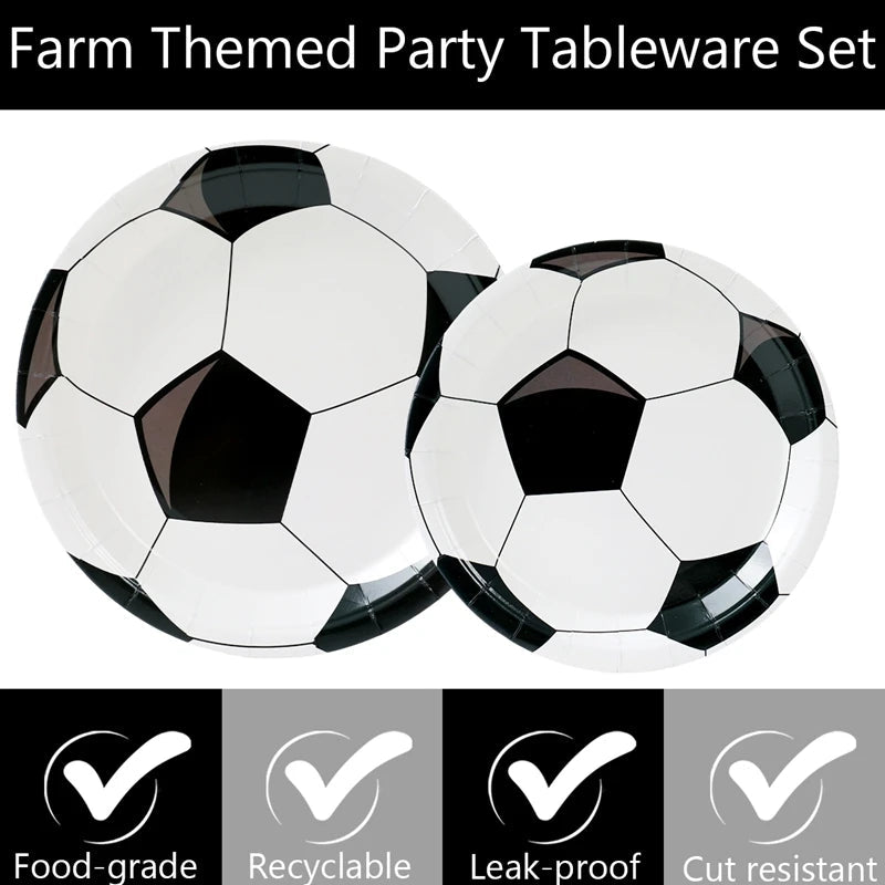 Football Party Disposable Tableware Boys Kids 1st Birthday Party Decorations Sports Soccer Theme Birthday Party Supplies Decor Good Vibrations