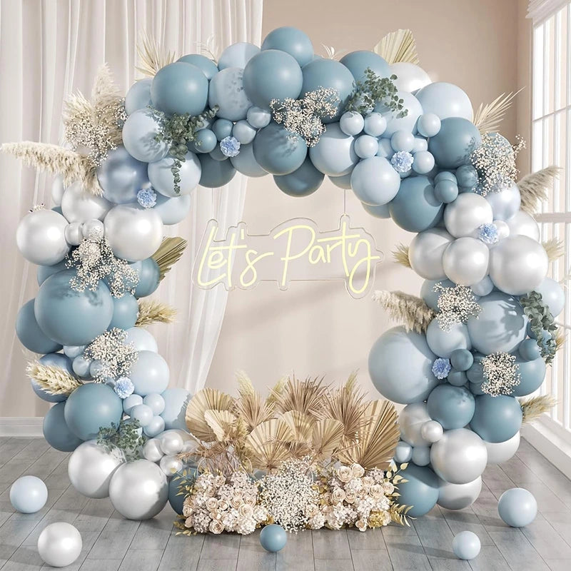 Blue Balloon Garland Arch Kit Macaron Light Blue Balloon Wedding Boy Baby Shower Ocean Birthday Party Decoration Kids Ballons Good Vibrations