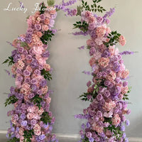 Luxury Flower Row Wedding Arrangement Artificial Flower Row Horn Shape Floral Arch Backdrop Decoration Event Exhibition Decor Good Vibrations