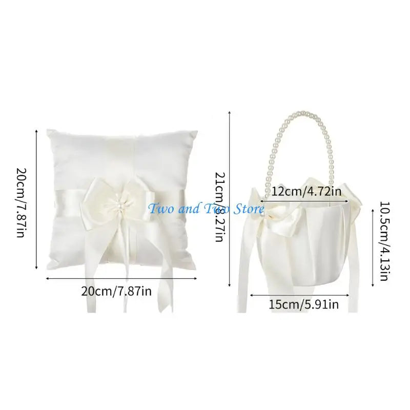 HX6F Handmade Punnet Pillow Rings Bearer Basket for Enchanting Wedding Ceremony Good Vibrations