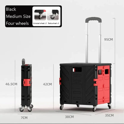 Home Supplies Trolley Shopping Storage Containers Folding Cart Plastic Shopping Cart Vehicle Mounted Storage Box Bag On Wheels Good Vibrations