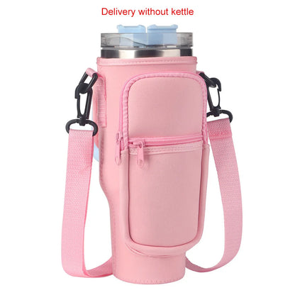 Portable Water Bottle Carrier Bag with Phone Pocket for Stanley 40oz Tumbler with Handle Neoprene Water Bottle Holder Pouch Good Vibrations