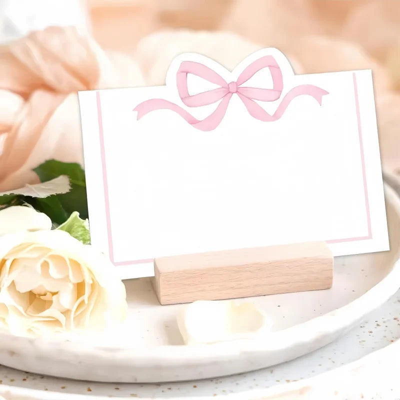 20pcs Pink Bow Seat Card Wedding Guest Name Seat Card Birthday Party Desktop Decoration Gift Card，Tea Party decoration supplies Good Vibrations
