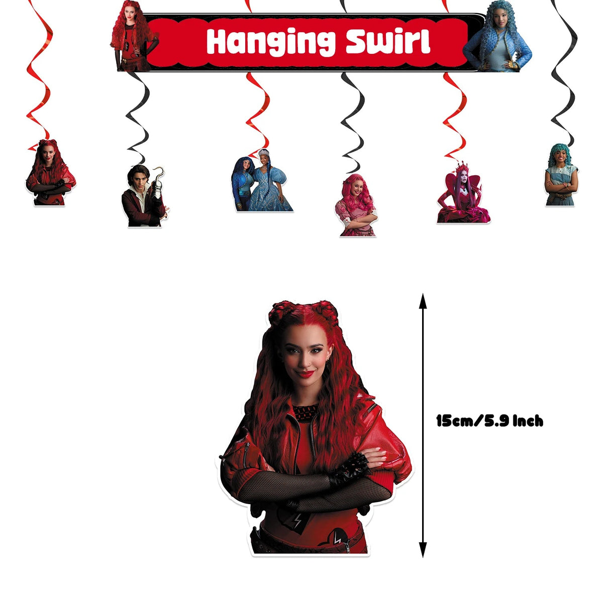 Descendant Birthday Party Decorations Includes Banner, Cake Topper, Hanging Swirl and Balloon Perfect for Rise Red Party Favors Good Vibrations
