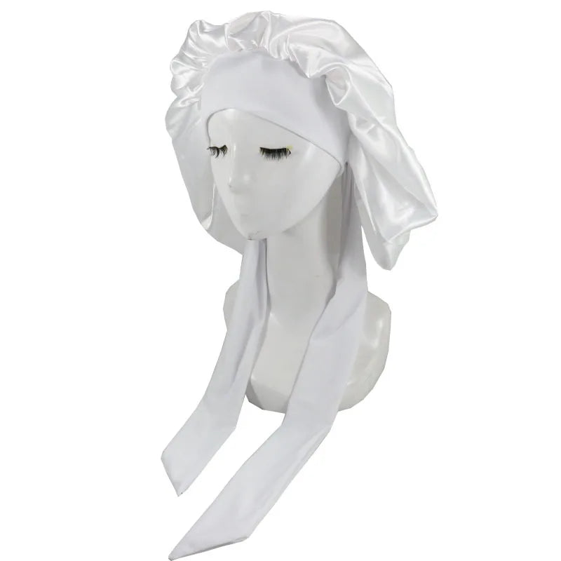 Women Satin Solid Sleeping Hat Night Sleep Cap Hair Care Bonnet Nightcap For Women Men Unisex Cap Bonnet De Nuit Shower Turban Good Vibrations
