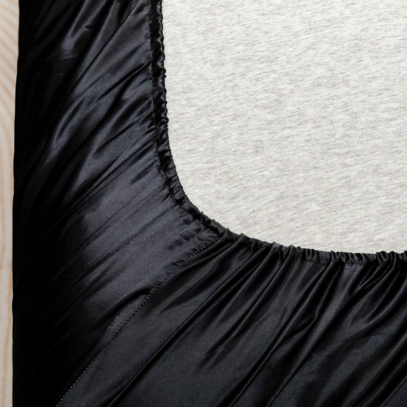 1Pc Satin Fitted Sheet Solid Colour Twin Full Queen Ice Silk Mattress Cover Natural With Elastic Band Bed Sheet (No Pillowcase) Good Vibrations