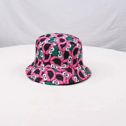 New Bucket Hat Hip Hop Men Cartoon Print Fisherman Caps Streetwear Double-sided Hats For Women Beach Cap Unisex Panama Hat Good Vibrations