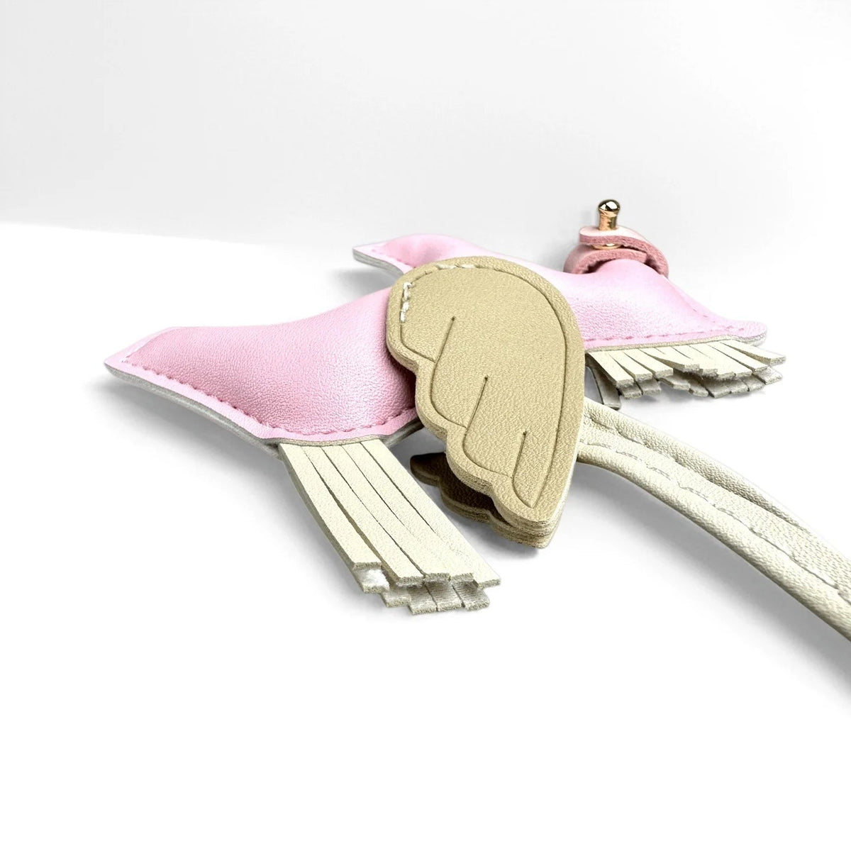 Elegant Winged Pony Keychain with Detachable Mouth Strap | Hand-Stitched Premium PU Leather Bag Charm with Plush Filling, Gift Good Vibrations