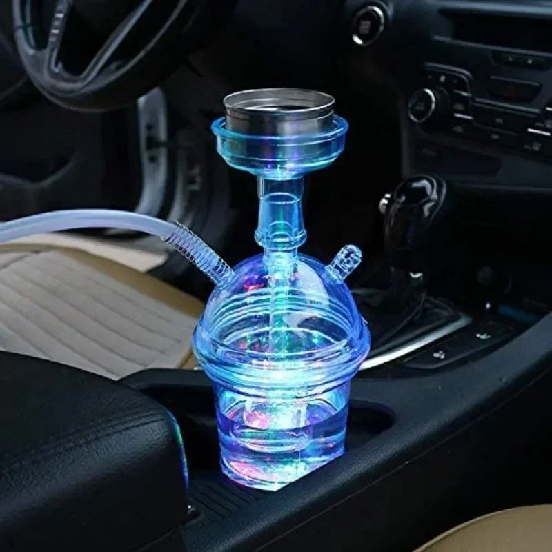 CRUSHER Cute Car acrylic hookah cup with LED light in a vehicle setting.