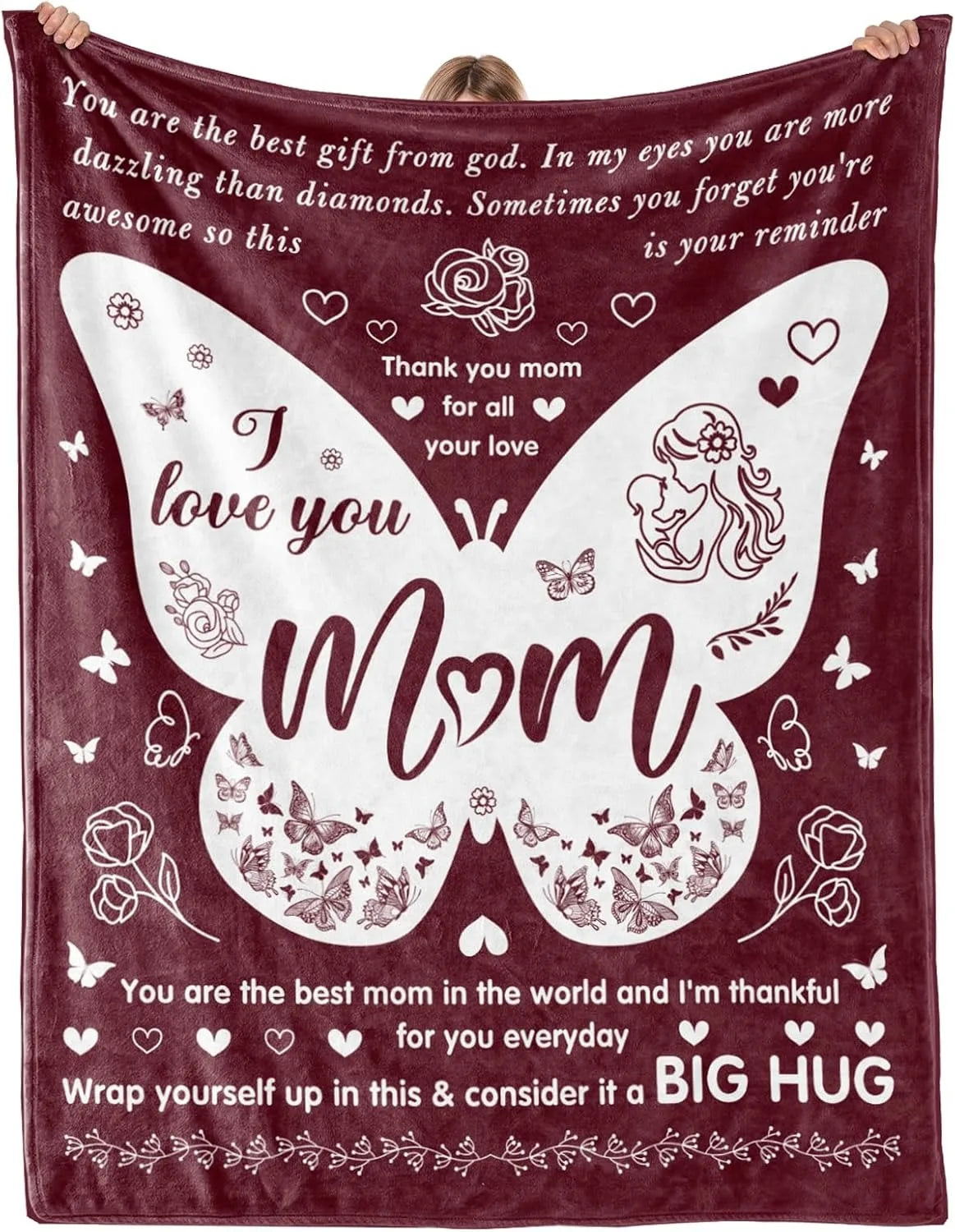 Gifts from Daughter Son for Mother's Day Birthday Mom Gifts Anniversary Unique Gifts for Mom Super Soft Flannel Throw Blankets Good Vibrations
