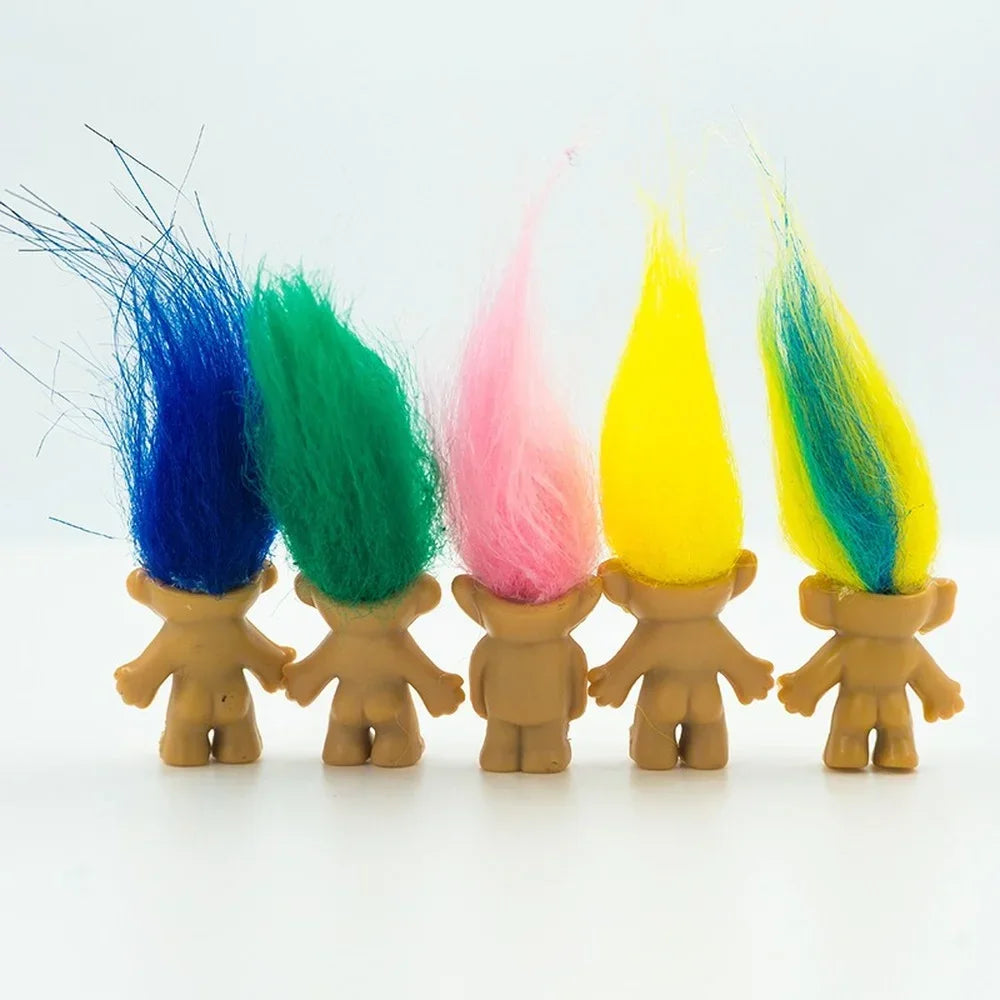 10Pcs/Bag Mini Trolls Dolls Anime Action Figure Colorful Hair Family Members Model Collection Kids Toys for Children's Gift 2025 Good Vibrations