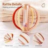 Baby Rattle Toy Wooden Rain Drum With Silicone Baby Sensory Touch Toy Newborn Dental Care Gum Anti-eating Hand Molar Stick Gif Good Vibrations
