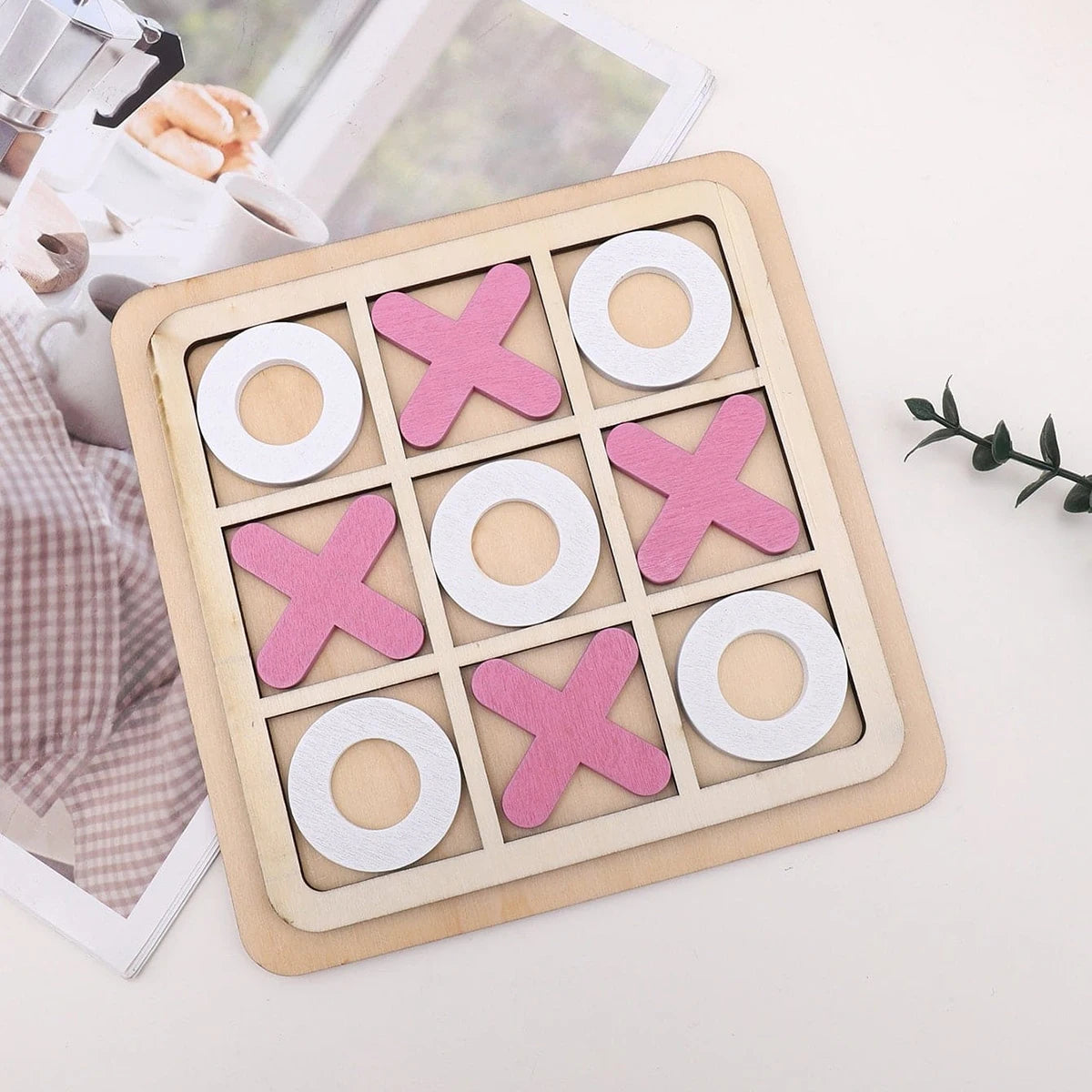 1 set of XO three-in-a-row tic-tac-toe wooden toys, casual battle puzzle board game,  Children's teaching supplies Good Vibrations