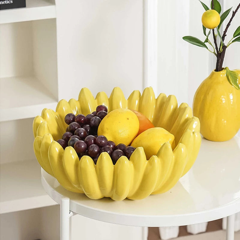 Creative Ceramic Fruit Plate High-End Dining Table Snack Dish Living Room Decorative Ornament for Coffee Table Good Vibrations