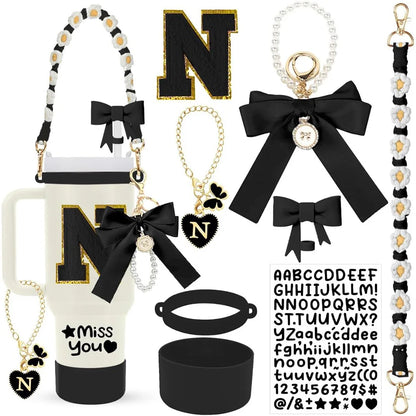 8Pcs Cup Accessories Including Straw Topper,Silicone Prorective Boot,Cup Charm,Stickers and Handle Strap for 40oz Tumbler Cup Good Vibrations