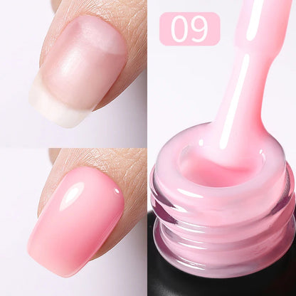 BORN PRETTY 15ml Milky Pink Rubber Base Gel Nail Polish Glitter Semi-Permanent Varnish Soak Off Self Leveling UV LED Polish Good Vibrations
