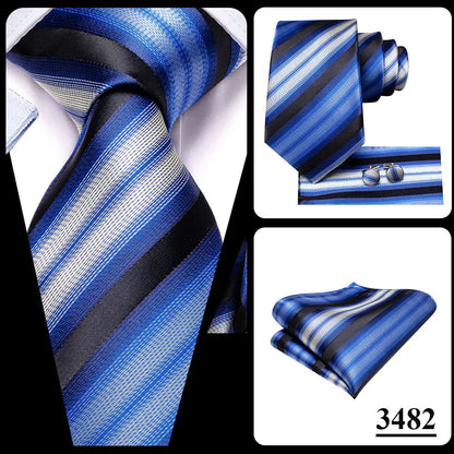 Black Red Striped Silk Wedding Tie For Men Handky Cufflink Gift Men Necktie Fashion Business Party Dropshiping Hi-Tie Designer Good Vibrations