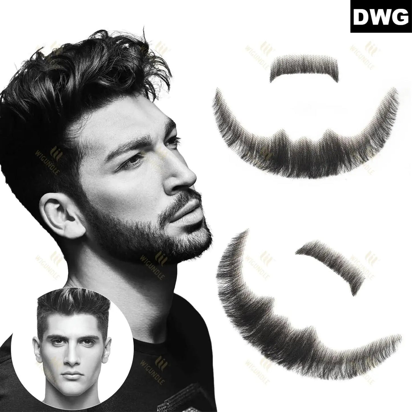 Wigundle Man's Beard Hand Made Real Hair Fake Beard Mustache Fancy Synthetic Invisible for Makeup Fake Hair Cospaly Party Tools Good Vibrations