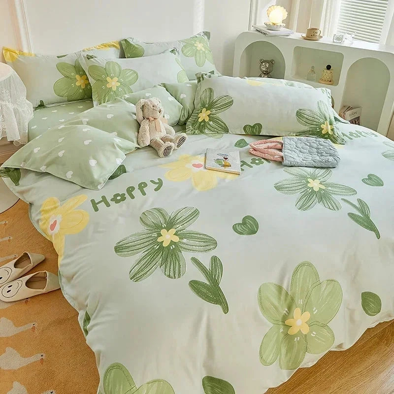 Bedding Set for Girl Boy Bedroom KIDS Modern Comforter Duvet Cover Flat Sheet Pillowcase  Home Textile Soft Bed Linen Good Vibrations