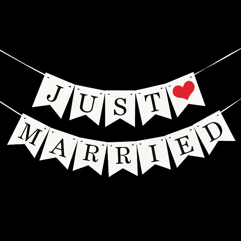 Just Married Photo Booth Frame Props Banner Wedding Decoration Mr Mrs Photobooth Props Latex Balloons Hen Party Bride Groom Good Vibrations
