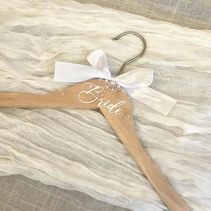 Wooden Bride  Hanger Faux Pearl Elegant Wedding Decor Ideal Gift Clothes Hanger With Ribbon For Wedding Dresses Suits Wedding Good Vibrations