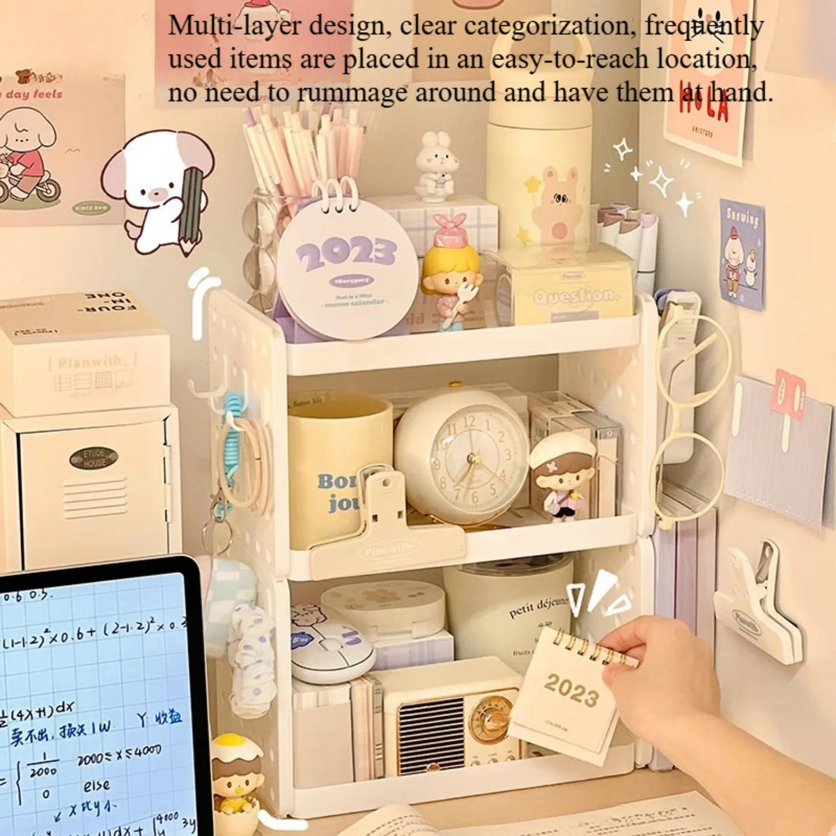 Multi-functional 3-tier Desktop Organizer, Desktop Shelf, Hole Board, Pen Holder Office Desk Organizer, Desk Desk Organizer Good Vibrations