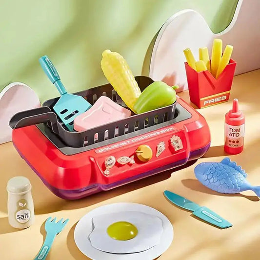 DIY Kitchen Cooking toy Set with 20pcs Multi-functional Induction Children's Play House Food Toys for Parent-child fuuny Gifts Good Vibrations