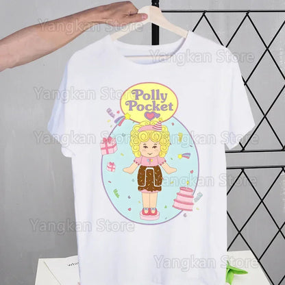 Polly Pocket Print T-Shirt Casual Crew Neck Short Sleeve T-Shirt Women's Clothing Good Vibrations