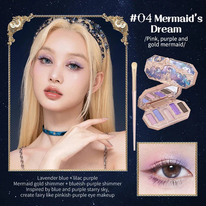 Flower Knows Moonlight Mermaid Eyeshadow Delicate Matte Glow Shimmer Chameleon Waterproof 5 Color Glitter Eye Shadow Palette Good Vibrations