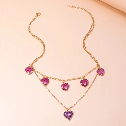 Aihua Boho Gold Color Red Heart Cherry Necklace Romantic Sweet Simple Clavicle Necklaces for Women Collar Fashion Jewelry Gifts Good Vibrations