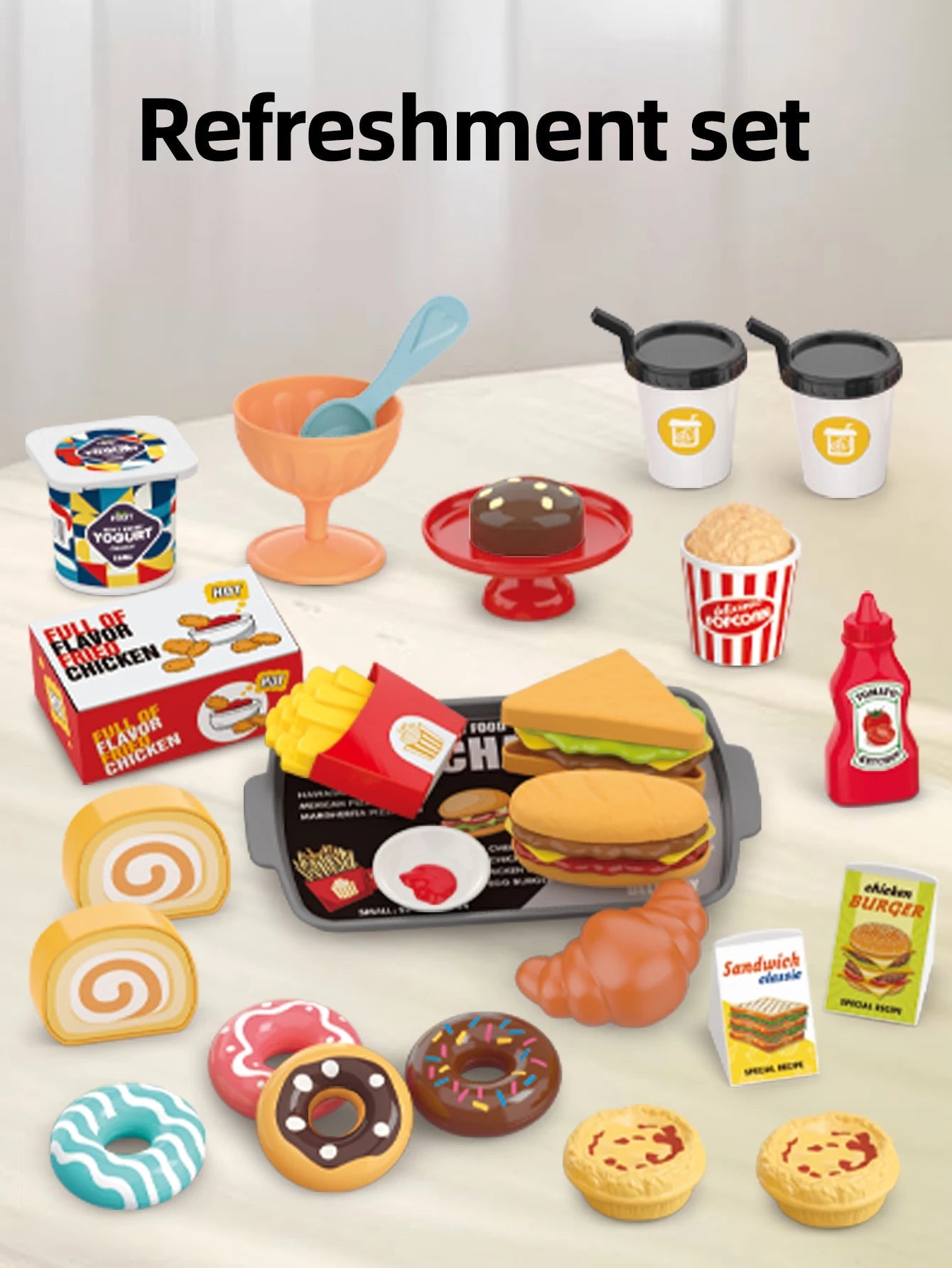 Children's toys: Pretend play, barbecue, fast food, pizza, sushi, afternoon tea, desserts, kitchen food, toy sets Good Vibrations