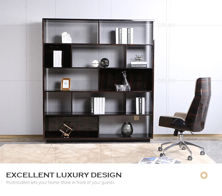 Bookrack Home Study Room Black Wooden Bookshelf Book Shelf Luxury Modern Office Simple Bookcases Good Vibrations