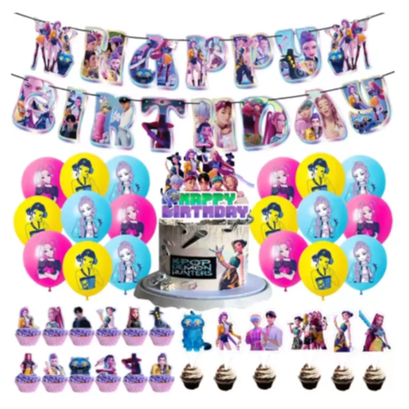 Kpop Demon Hunter Birthday Party Backdrop K Pop Demon Hunter Birthday Decoration Baby Shower Halloween Christmas Decorations Good Vibrations