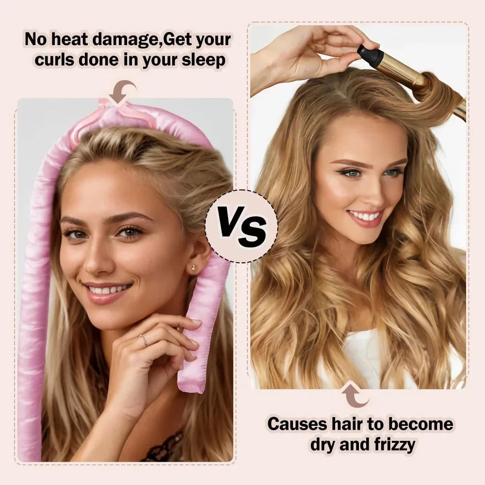 Heatless Curling Rod Night Cap No Heat Ribbon Lazy Hair Curlers Headband Hair Rollers Sleeping Soft Headband Hair Styling Tools Good Vibrations