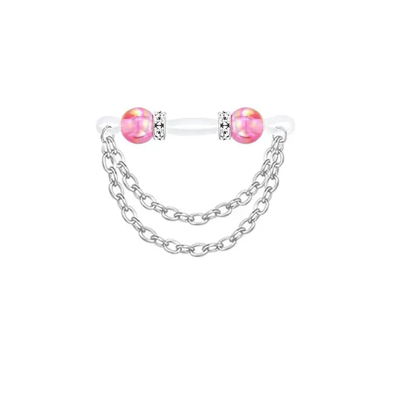 1 Pair Adjustable Fake Nipple Rings No-Pierce Acrylic Nipple Rings With Glitter Beads Perfect For Party Good Vibrations