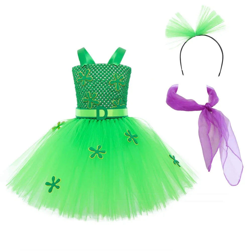 Anime Movie Disgust Anxiety Character Full Set Children Girl Sweet Cute Dress Halloween Carnival Party Stage Performance Costume Good Vibrations