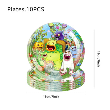 My Singing Game Monsters Birthday Party Decoration Balloons Backdrop Banner Cake Topper Baby Shower Party Supplies Tableware Good Vibrations