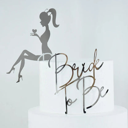 2Pcs/Set Bride To Be Cake Toppers Acrylic Wedding Cake Toppers Bridal Shower Bachelorette Hen Night Party Cake Decor Baking Tool Good Vibrations