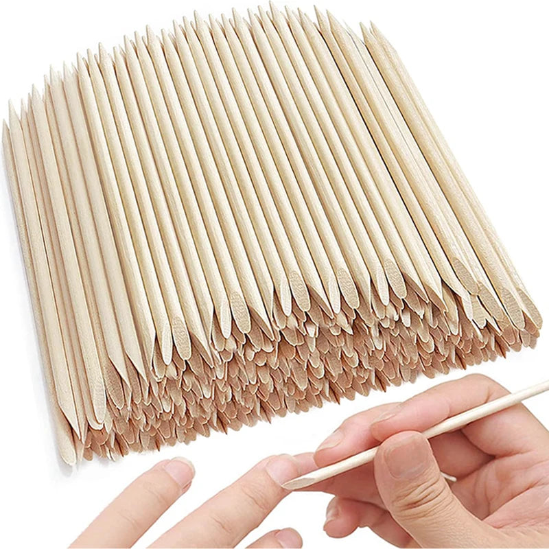 100/50pcs Nail Art Pusher Orange Wood Sticks Cuticle Pusher Remover Rhinestones Dotting Removal Manicure Pedicure Care Tools Good Vibrations
